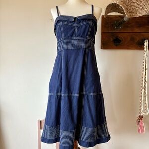 Anthropologie Maeve Navy Stitched Sailor Nautical Dress sz 6